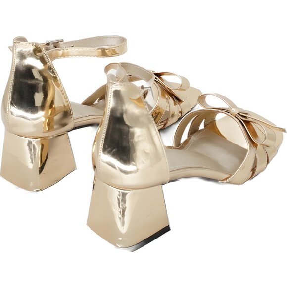 Kenneth Cole Reaction Nissy Bow Ankle Strap Dress Sandals Gold - Women's US 8 - Picture 3 of 6